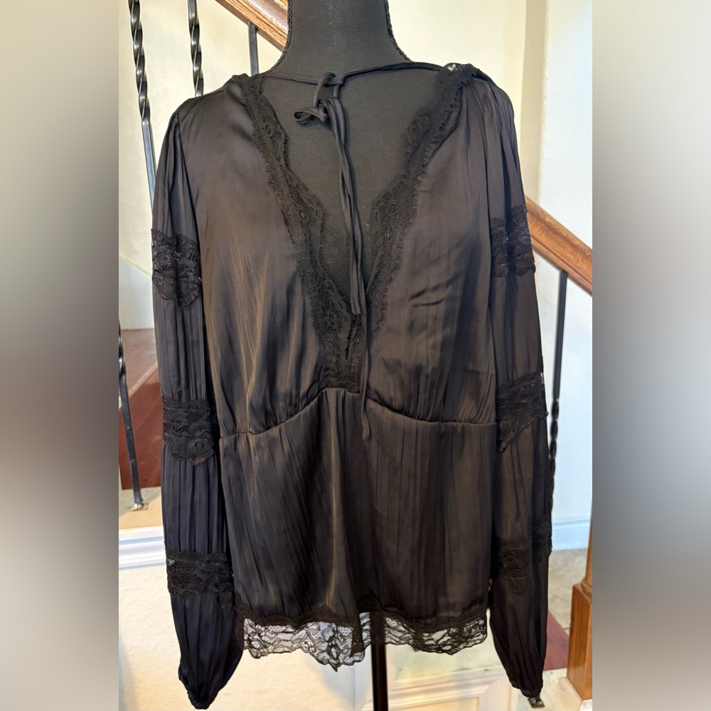 Anthropologie Black Lace Blouse